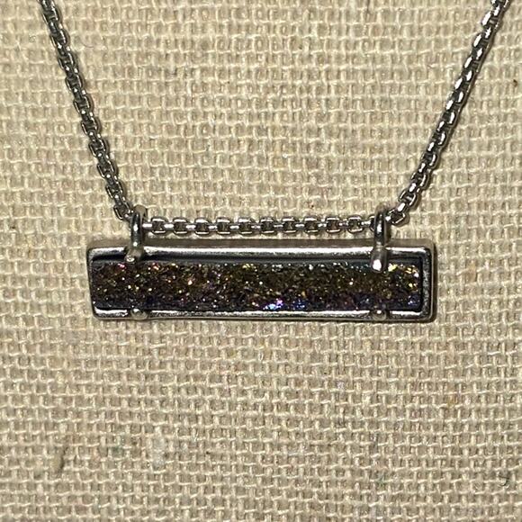 Kendra Scott Leanor Silver tone Multicolor Drusy bar Necklace Multi Drusy - Picture 6 of 10